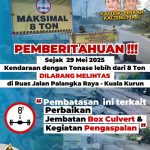 Pemberitahuan Terkait Perbaikan Jembatan Box Culvert dan Kegiatan Pengaspalan di Ruas Jalan Palangka Raya - Kuala Kurun